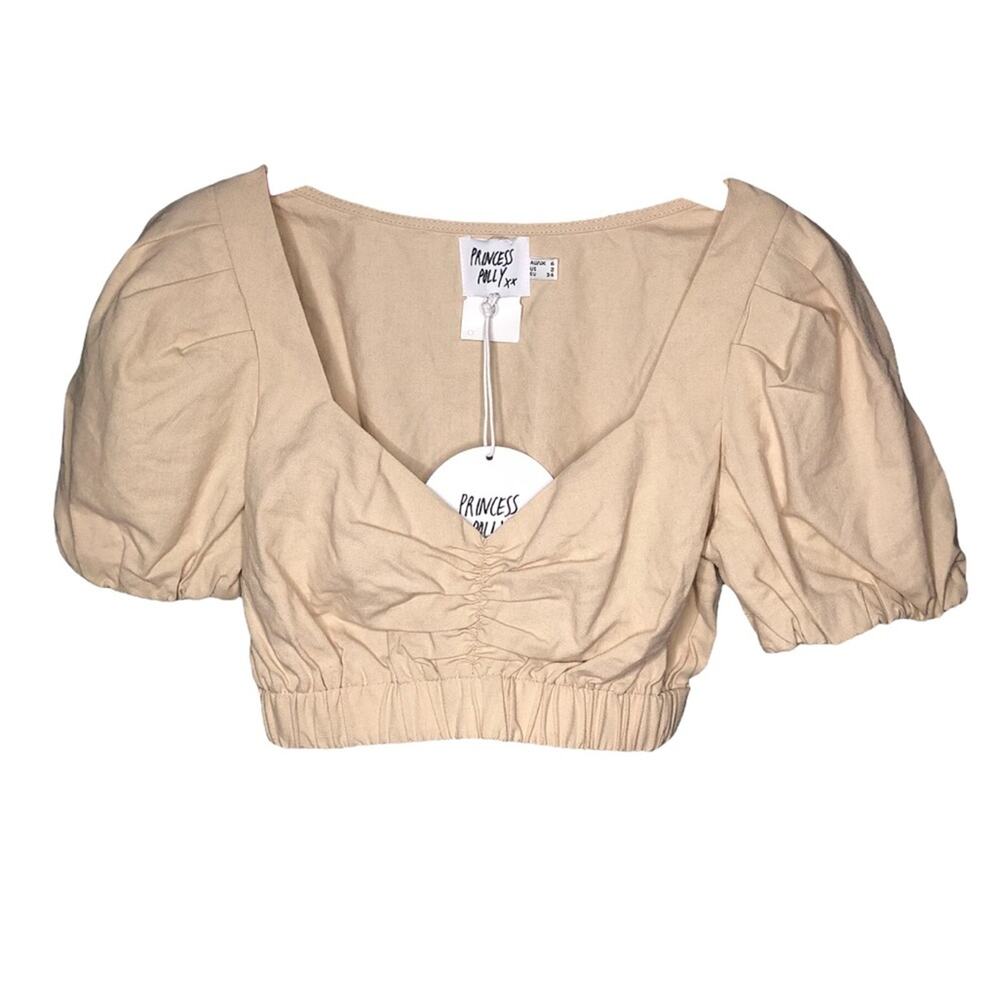 Princess Polly Lanni Beige Crop Top Size 2